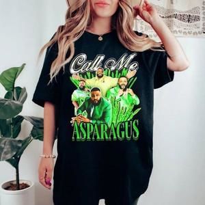 Dj Khaled Call Me Asparagus Meme Joke Tee Shirt, Black Cotton Tee Shirt